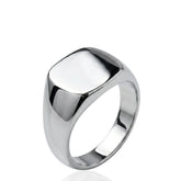 Sterling Silver Mens Rounded Square Signet Ring, Personalized Silver Ring