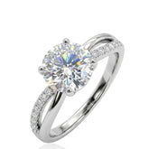 Sterling Silver CZ Twist Ring, Cubic Zirconia Engagement Ring