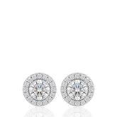 Sparkling Halo Stud Earrings, Round Crystal Earrings, Elegant Bridal Earrings