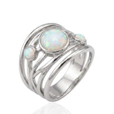 Sterling Silver Contemporary Opal Ring, Modern Opal Ring, Dainty Silver Ring
