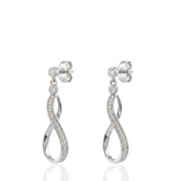 Stylish CZ Dangle Earrings in 925 Sterling Silver, Elegant Drop Earrings, Cubic Zirconia Silver Earrings