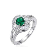925 Sterling Silver Emerald & Cubic Zirconia Ring