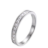 Sterling Silver Half Eternity Ring 2mm | Channel Set Princess Cut CZ Band