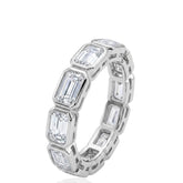 Sterling Silver Emerald Cut CZ Full Eternity Wedding Band