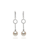 Charming Pearl Dangle Earrings in 925 Sterling Silver, Elegant Dangling Pearl Earrings, Dainty Silver Drop Earrings