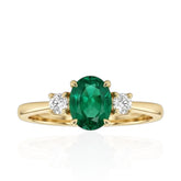 Emerald and Diamond Ring in 18ct Yellow Gold - Elegant Fine Jewellery