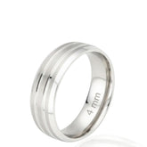Pattern Wedding Ring, Flat Shape Sterling Silver Band, Textured Wedding Ring, Modern Minimalist Band, Unisex Wedding Ring