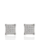 Elegant Square 925 Sterling Silver Earrings with CZ, Sparkling Silver Stud Earrings