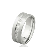 9ct White Gold Wedding Band with Diamond Stones