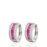Charming 925 Sterling Silver Huggie Earrings with Amethyst CZ, Purple Cubic Zirconia Hoop Earrings