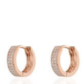 Elegant Rose Gold Color 925 Sterling Silver Huggie Earrings with CZ, Dainty Rose Gold Hoop Earrings
