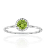 “Peridot & Diamond Ring in 9ct White Gold | Round Brilliant Cut Elegant Jewellery