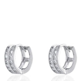 Elegant 925 Sterling Silver Huggie Earrings with CZ, Dainty Silver Hoop Earrings