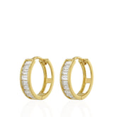 Fashionable Yellow Gold Color 925 Sterling Silver Huggie Earrings with CZ, Dainty Gold Hoop Earrings