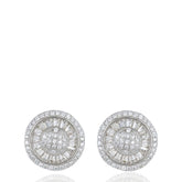 Elegant Round Shape 925 Sterling Silver Earrings, CZ Stud Earrings