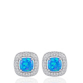 925 Sterling Silver Opal Earrings, Oval CZ Stud Earrings, Opal-Color Silver Earrings