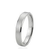 Matte Brushed Wedding Ring 4mm Flat Band, Minimalist Wedding Band, Sterling Silver Ring, Unisex Modern Wedding Ring, Simple Band