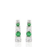 Green CZ 925 Sterling Silver Stud Earrings, Green Cubic Zirconia Earrings, Elegant Silver Earrings