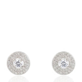 925 Sterling Silver Round Stud Earrings, CZ Crystal Earrings, Dainty Silver Earrings