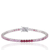 Pink CZ Tennis Bracelet, Sterling Silver Bracelet, Pink Cubic Zirconia Bracelet, Silver Tennis Bracelet