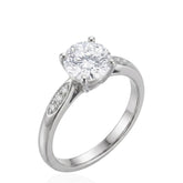 Silver CZ Solitaire Engagement Ring with Shoulder Stones