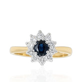 18ct Yellow Gold Sapphire & Diamond Cluster Ring|- Elegant Fine Jewellery