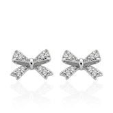 Knot Design CZ Stud Earrings in 925 Sterling Silver, Cubic Zirconia Knot Earrings