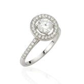 925 Sterling Silver Cubic Zirconia Halo Cluster Ring – Elegant CZ Engagement & Statement Ring