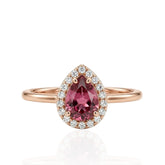 18ct Gold Tourmaline & Diamond Teardrop Ring | Elegant Fine Jewellery