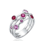 Colorful Stone Silver Bubble Style Ring | Sterling Silver Bubble Ring