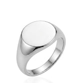 Sterling Silver Plain Round Signet Ring | Custom Engraved Silver Signet Ring
