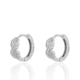 Infinity CZ Huggie Earrings in 925 Sterling Silver, Sterling Silver Infinity Hoop Earrings, Cubic Zirconia Huggies