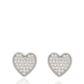 Stylish Heart Shape 925 Sterling Silver Earrings, CZ Stud Earrings