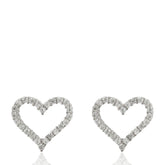 925 Sterling Silver Heart Stud Earrings, CZ Heart Earrings, Dainty Silver Studs