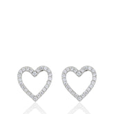 Charming Heart 925 Sterling Silver Earrings with CZ, Sparkling Heart Stud Earrings