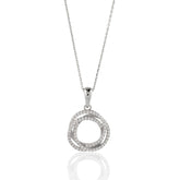 Charming Circle CZ Necklace in 925 Sterling Silver, Circle Pendant Necklace