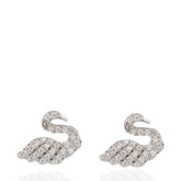 Swan Design 925 Sterling Silver Jewellery, CZ Stud Earrings, Elegant Swan Jewellery