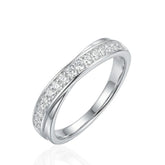 Sterling Silver CZ Pave Ring, Dainty Minimalist Band, UK Hallmarked
