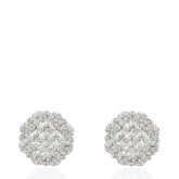 925 Sterling Silver Flower Earrings, CZ Stud Earrings, Floral Silver Earrings
