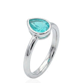 Silver Pear Cut Blue Topaz Solitaire Ring | Sterling Silver Teardrop Gemstone Ring |