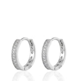 Charming Design 925 Sterling Silver Huggie Earrings with CZ, Sparkling Silver Hoop Earrings