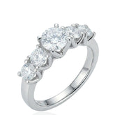 Silver 5 Stone Cubic Zirconia Engagement Ring, Sterling Silver Promise Ring