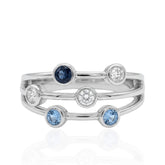 9ct white gold diamond and aqua marine bubble ring