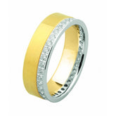 9ct White & Yellow Gold Wedding Band with Diamonds – Elegant Dual-Tone Ring for Her