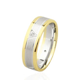 9ct White & Yellow Gold Wedding Band with Diamond – Elegant Two-Tone Diamond Ring