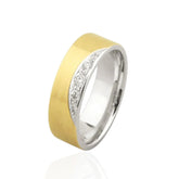 9ct White & Yellow Gold Wedding Band with 5 Diamonds – Elegant Two-Tone Diamond Ring