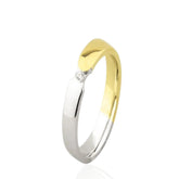 9ct White & Yellow Gold Wedding Band with Diamond Stone
