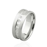 9ct White Gold Wedding Band with Diamond Stones