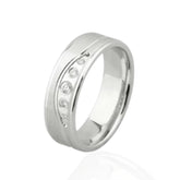 Platinum Wedding Band with 5 Diamond Stones – Elegant Timeless Ring for Her