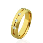 9ct Yellow Gold Wedding Band with 3 Diamonds – Classic Elegant Diamond Ring